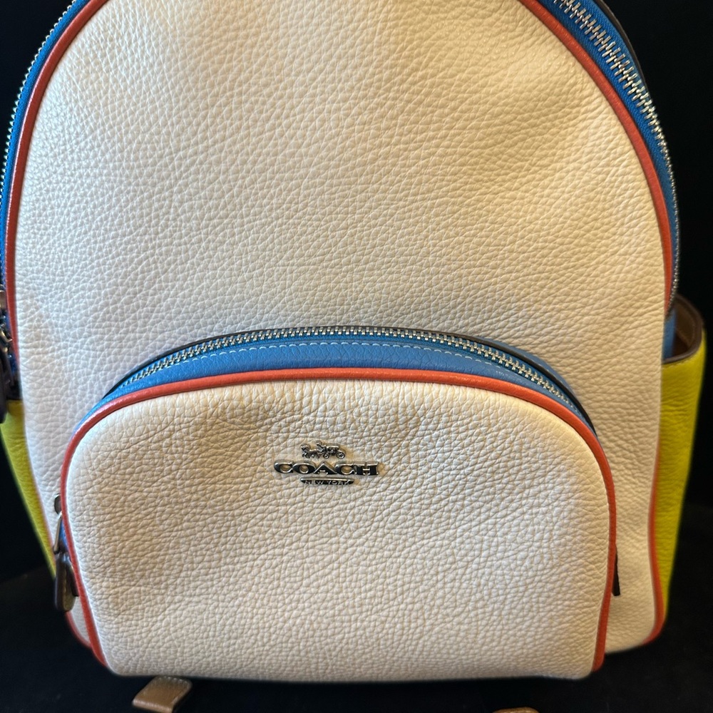 Coach White Blue Yellow Leather Mini Backpack - Picture 14 of 16